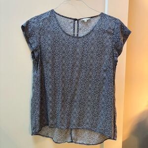 Rose & Thyme Navy Medallion Print Blouse (Size L)